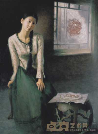 王剑 静思的少女 130×97cm